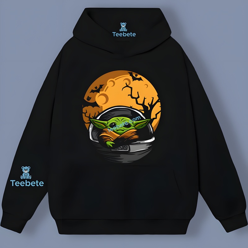 Baby Yoda Star Wars Under The Moon Halloween Hoodie Color Baby Yoda Star Wars Under The Moon Halloween Hoodie Color
