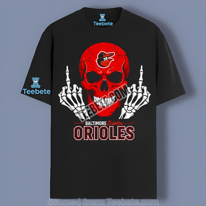 Baltimore Orioles Skull Middle Finger Graphic Shirt