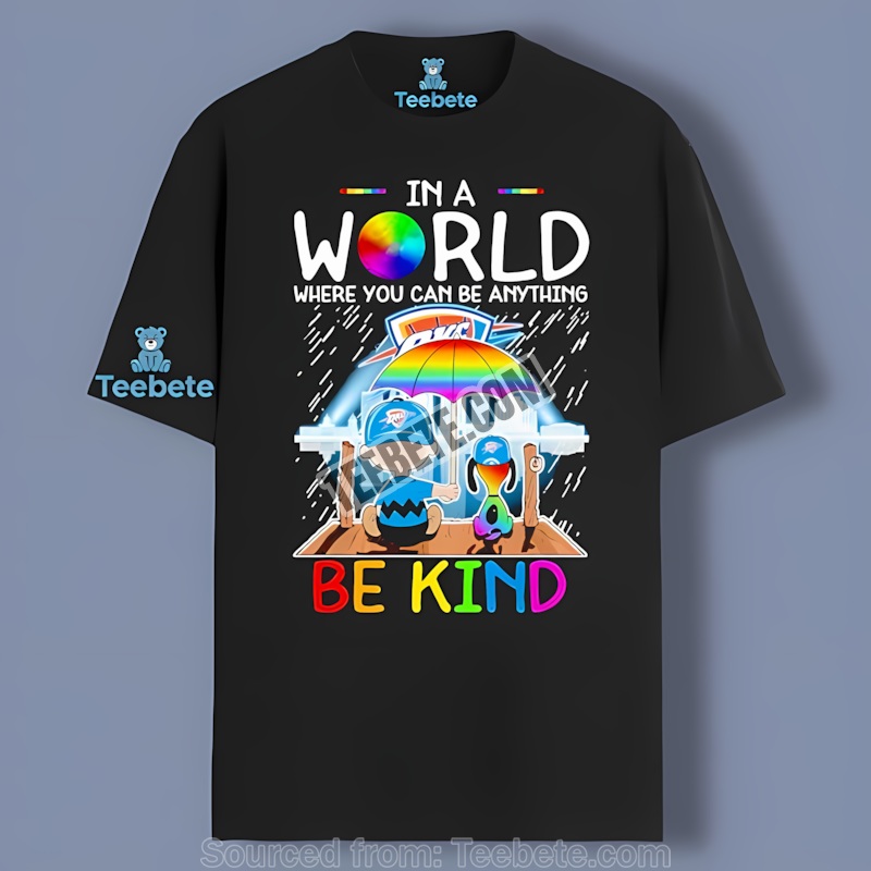 Be Kind Oklahoma City Thunder Snoopy Charlie Pride Rainbow Shirt