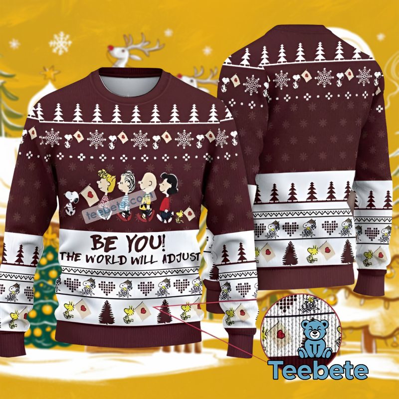 Team Unknown Snoopy Christmas Ugly Sweater Be You The World Will Adjust Womens