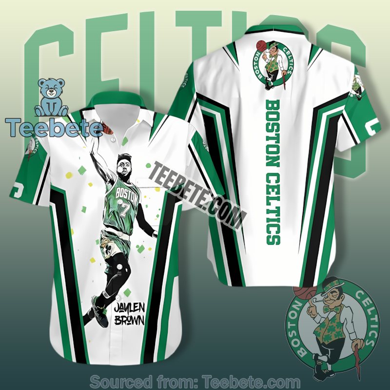 Boston Celtics Floral Palm Tree Split Brushstroke Real Hawaiian Shirts