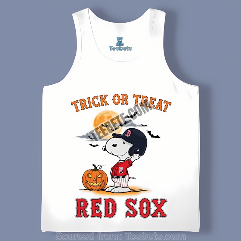 Boston Red Sox Halloween Snoopy Trick Or Treat Adults Tanktop Boston Red Sox Halloween Snoopy Trick Or Treat Adults Tanktop