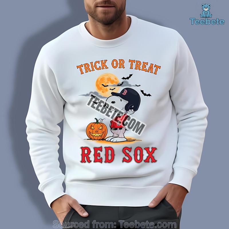 Boston Red Sox Halloween Snoopy Trick Or Treat Adults Sweatshirt Boston Red Sox Halloween Snoopy Trick Or Treat Adults Sweatshirt