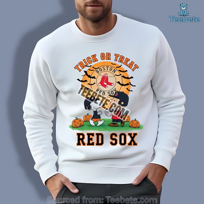 Boston Red Sox Halloween Trick Or Treat Charlie Brown Snoopy Adults Sweatshirt Boston Red Sox Halloween Trick Or Treat Charlie Brown Snoopy Adults Sweatshirt