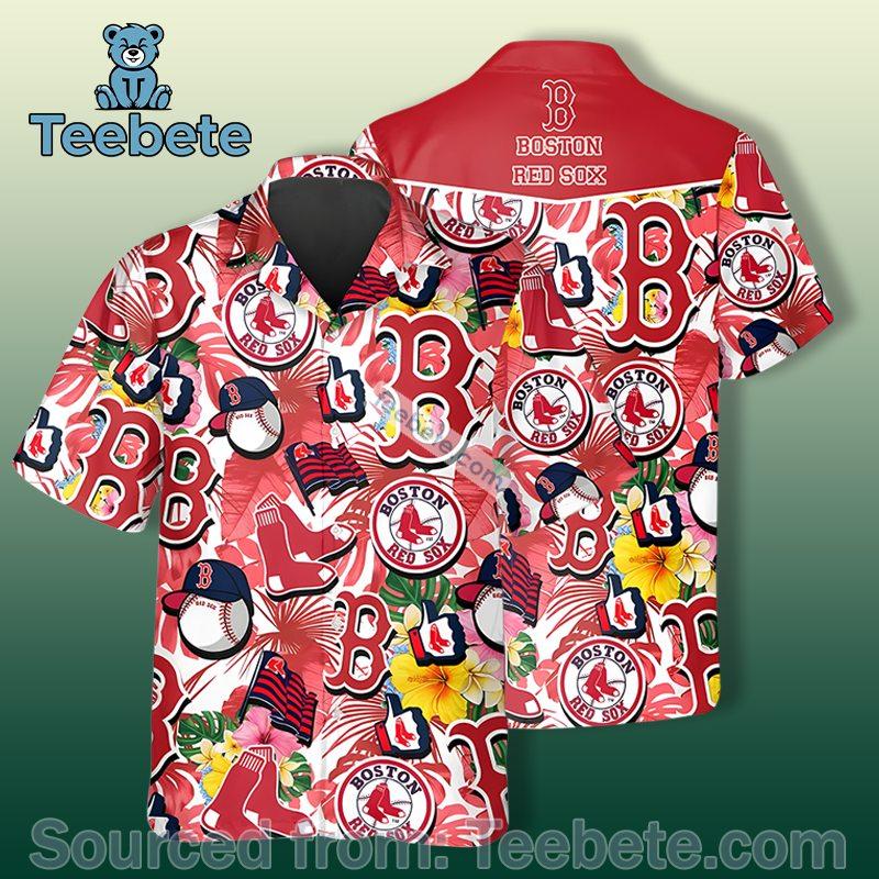 Boston Red Sox Snoopy Hibiscus Red Cheap Hawaiian Shirts