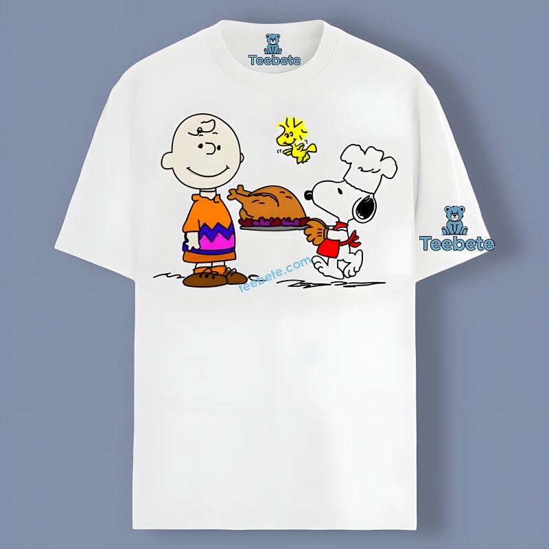 Charlie Brown And Snoopy Chef Thanksgiving Turkey Dinner Shirt