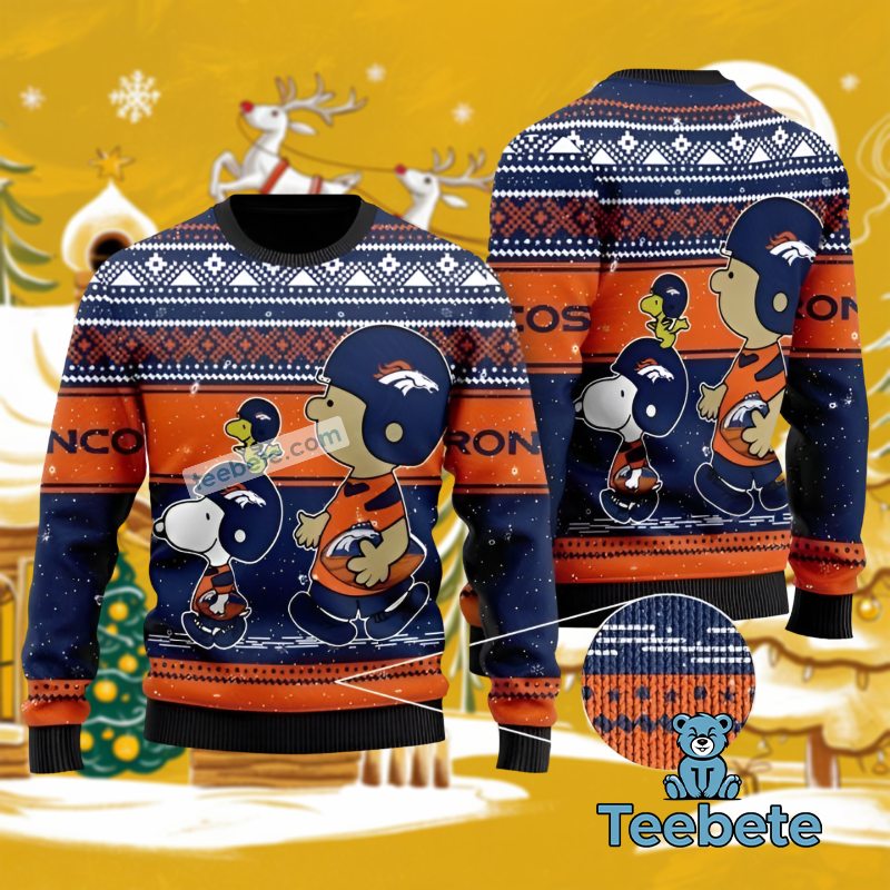 Denver Broncos Charlie Brown Snoopy Christmas Ugly Sweater Party Fans