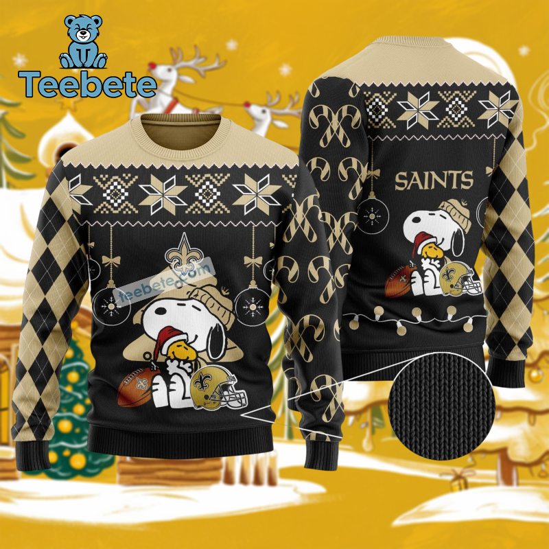 New Orleans Saints Charlie Brown Snoopy Christmas Ugly Sweater Cool Unisex