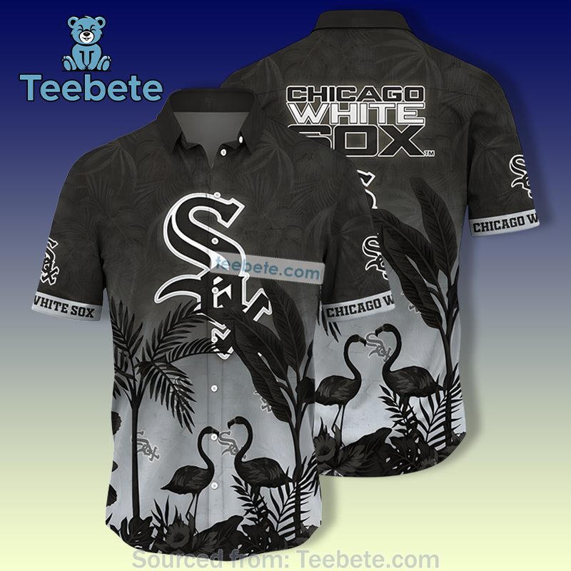 Chicago White Sox And Flamingos Banana Tree Black Quality Hawaiian Shirt