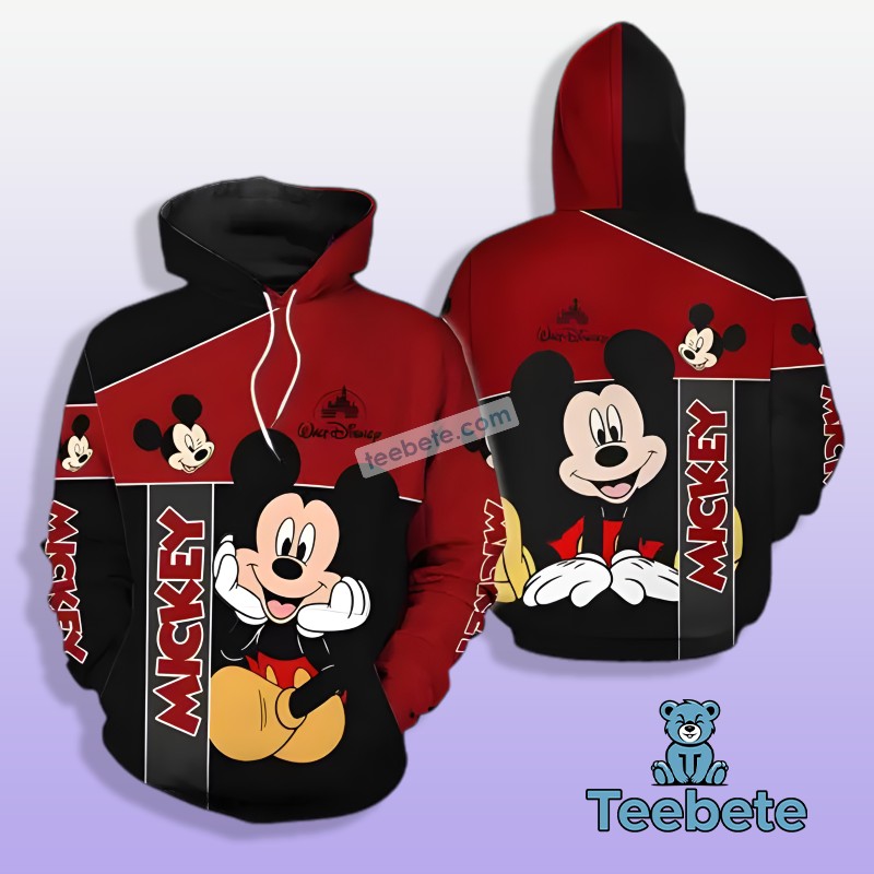Christmas Mickey Mouse Tree 3D Hoodie Red Mens