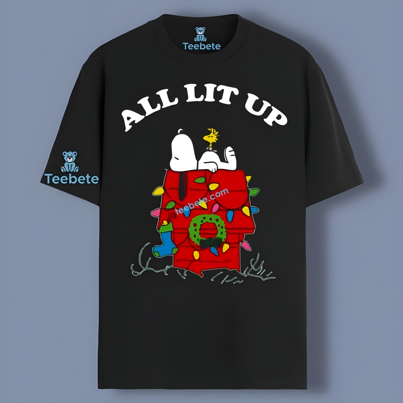Christmas Peanuts Snoopy Sleep And Woodstock All Lit Up Shirt
