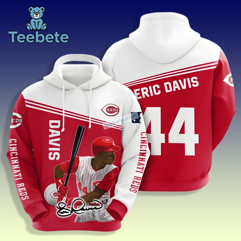 Cincinnati Reds Eric Davis Signature 3D Hoodie White Design