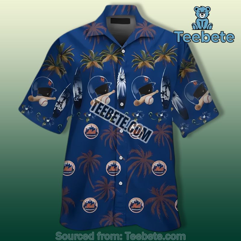 Coconut Vs Helmet Blue Funny New York Mets Hawaiian Shirts