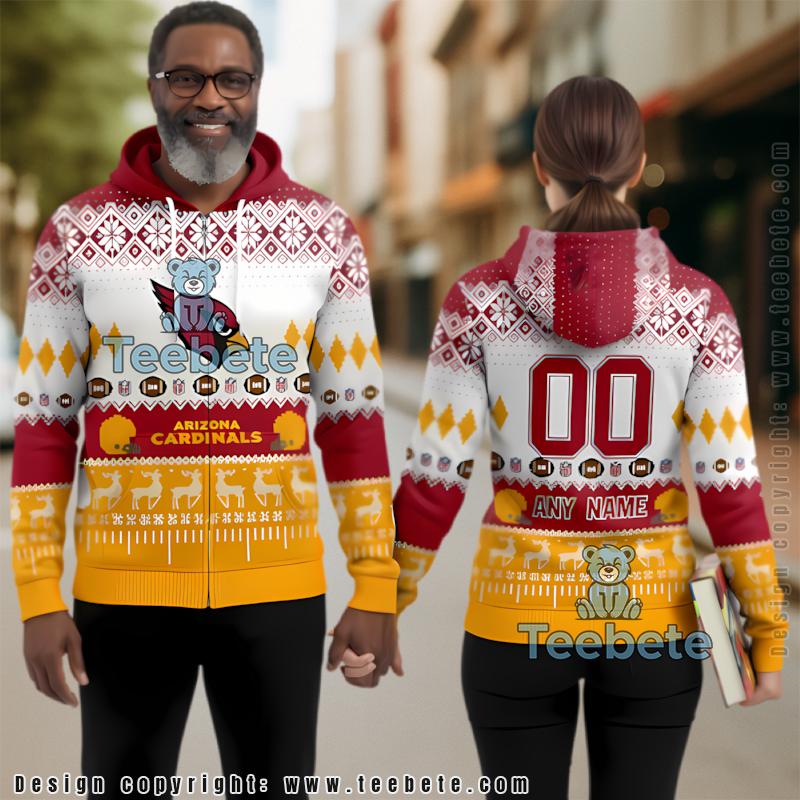 Custom Arizona Cardinals Reindeer Pattern Ugly 3D Print Hoodie