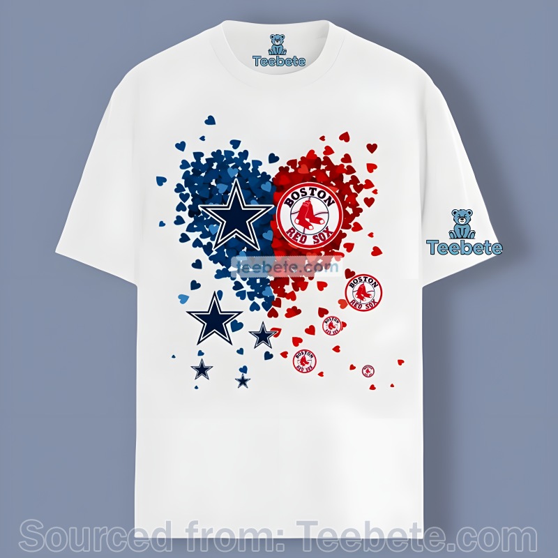 Dallas Cowboys Combine Boston Red Sox Logo In Heart Shirt