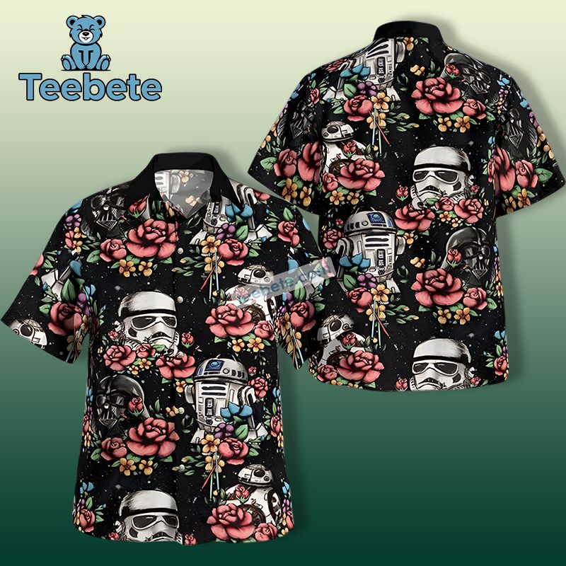 Darth Vader Stormtroopers With Rose Black Hawaiian T Shirt Womens