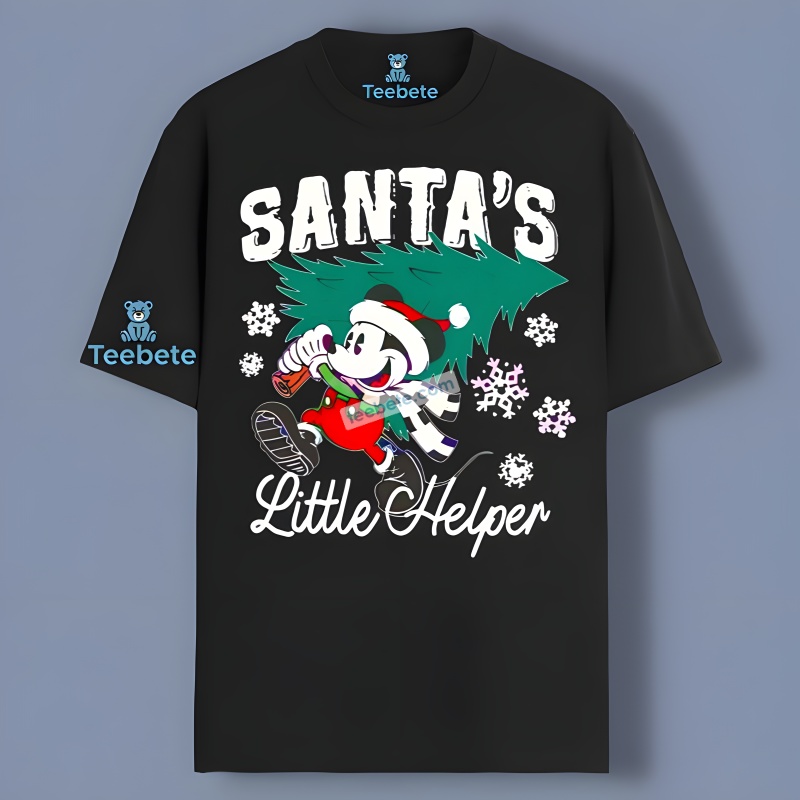 Disney Santas Little Helper Christmas Tree Mickey Mouse Shirt