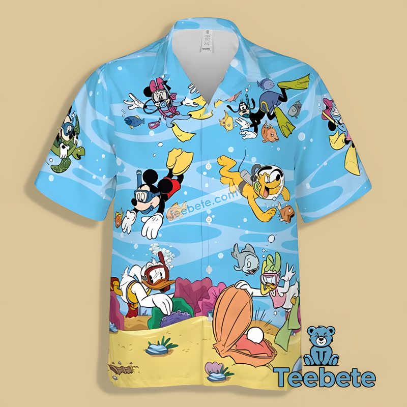 Dive Mickey Mouse Minnie Donald Blue My Hawaiian Shirts