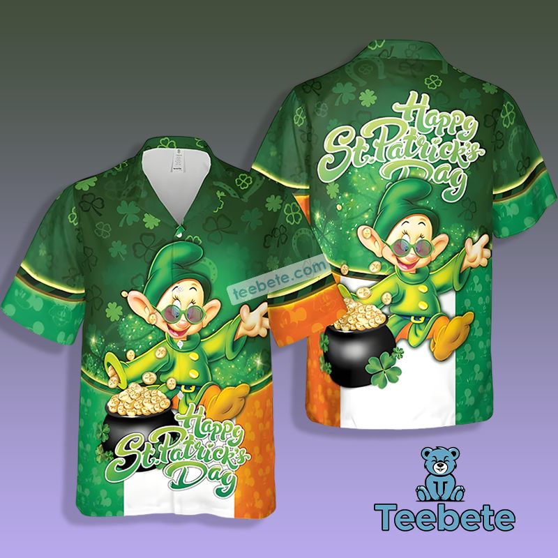 Dont Mess With The Irish Shamrock St Patrick White Hawaiian Print Golf Shirts