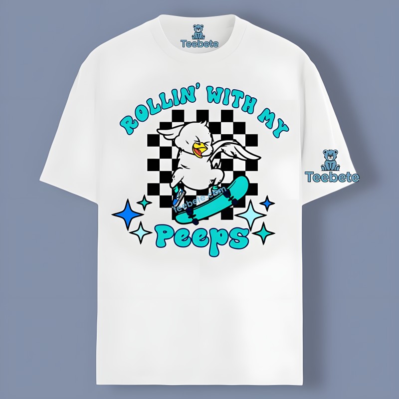 Easter Skateboard Duck With Rollin With My Peeps Shirt Idea