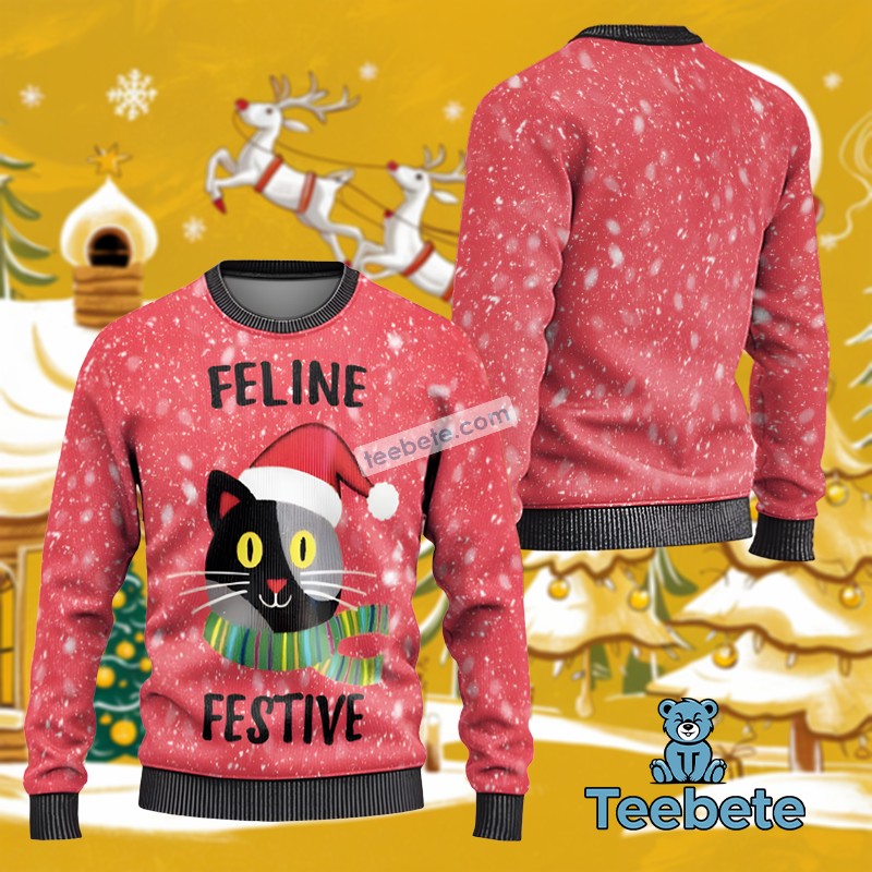 Feline Festive Cat Ugly Sweater Party
