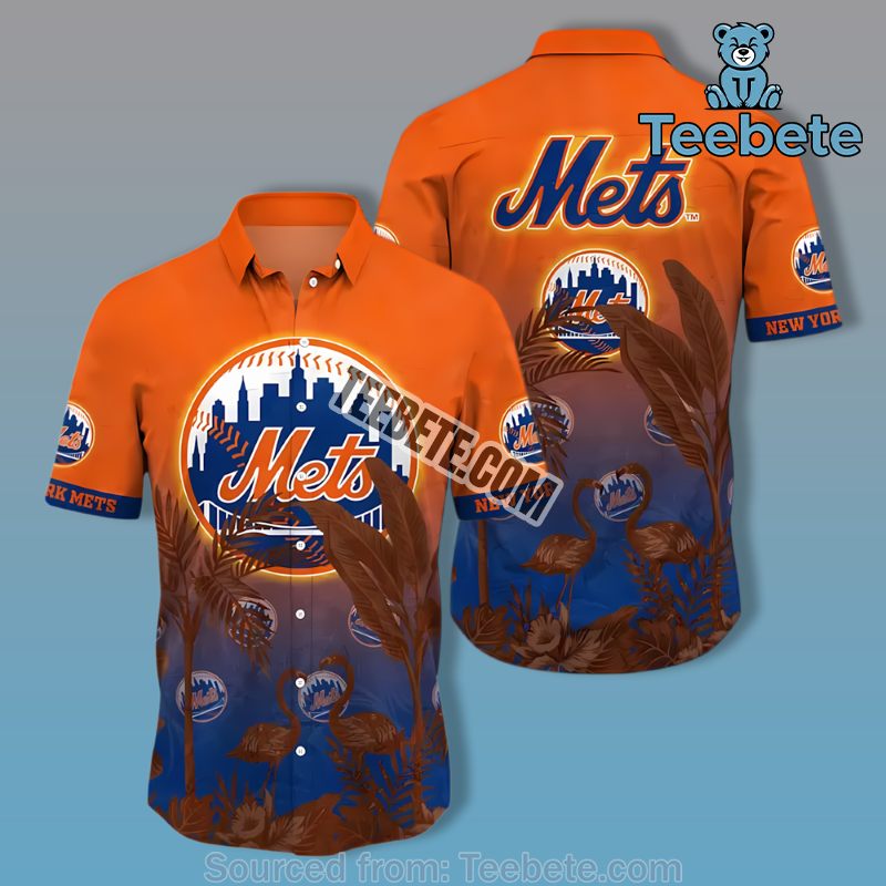 Flamingo Banana Tree Orange Luxury New York Mets Hawaiian Shirts