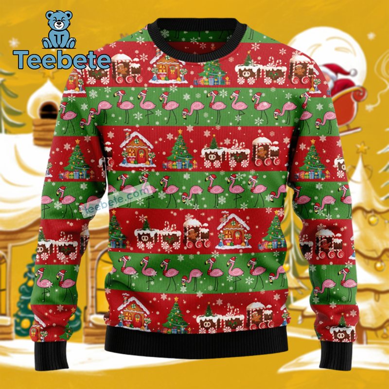 Snow Couples Flamingo Ugly Christmas Sweater