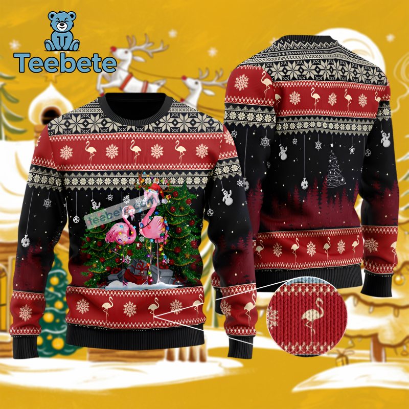 With Stringlights Cheap Flamingo Ugly Christmas Sweater
