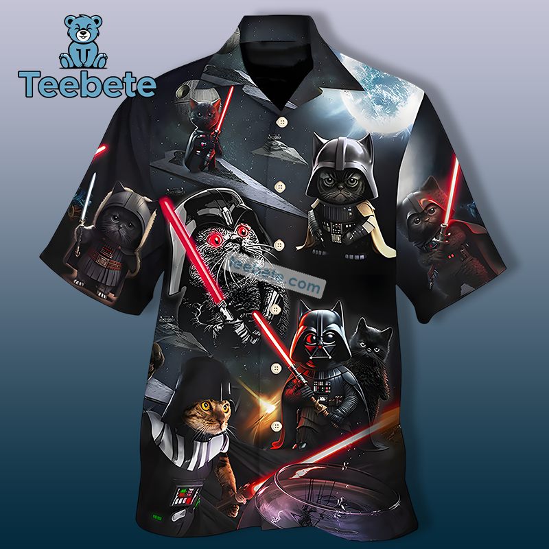 Funny Cat Darth Vader Star Wars Black Big And Tall Tropical Shirts