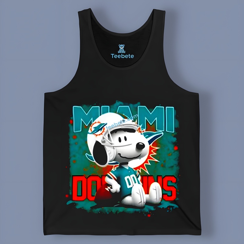 Funny Snoopy Player Miami Dolphins Logo Tanktop Funny Snoopy Player Miami Dolphins Logo Tanktop