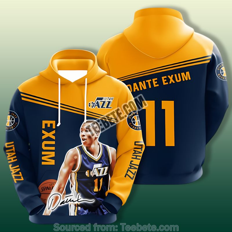 Golden State Warriors Dante Exum 3D Hoodie Pullover Mens Yellow