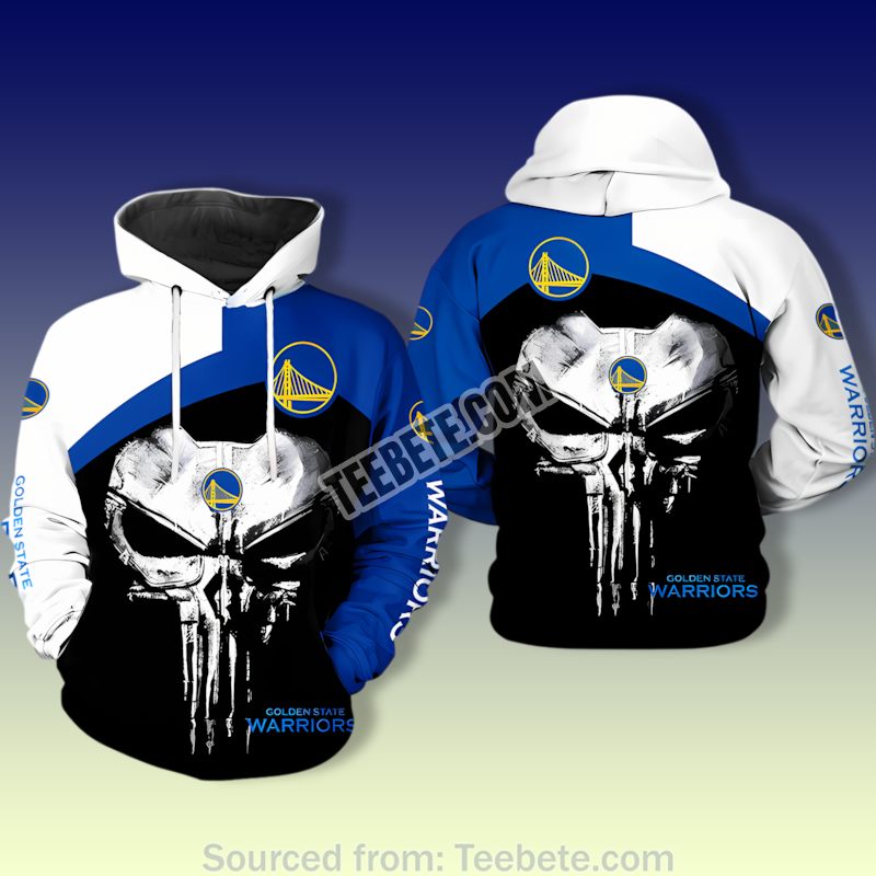 Golden State Warriors Skull Punisher 3D Hoodie Blue Unisex