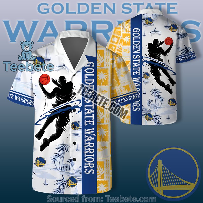Golden State Warriors White Basketball Player Palm Tree Luxury Hawaiian Shirts