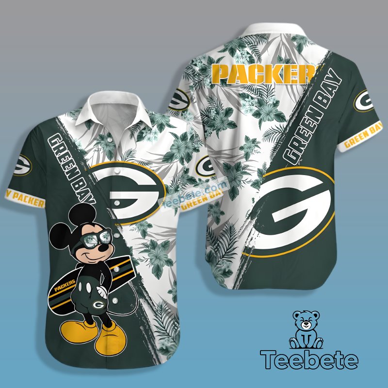 Green Bay Packers Mickey Beach Summer Hawaiian Golf Shirts