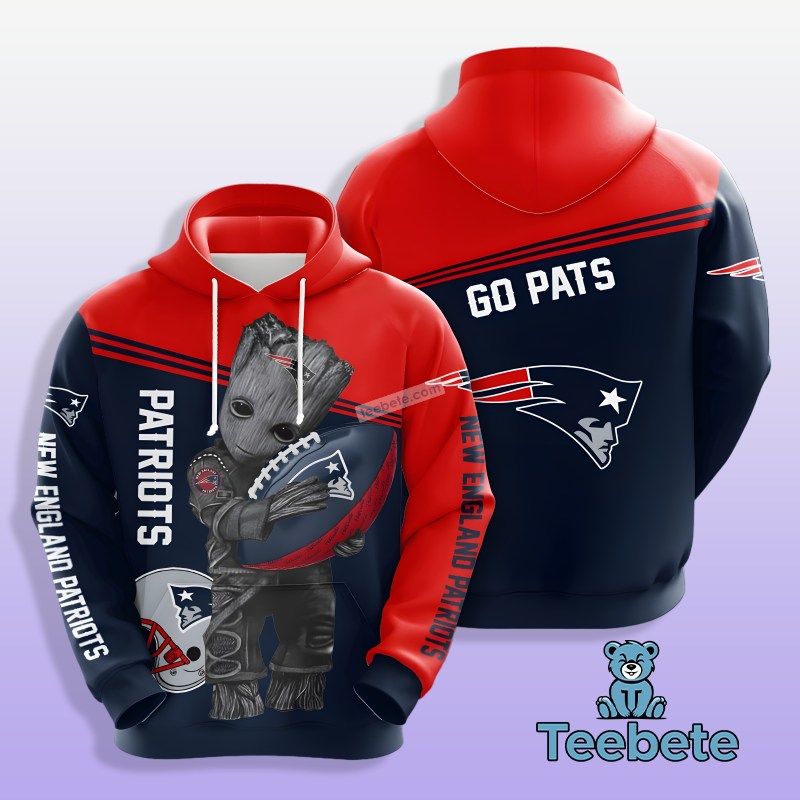 New England Patriots Groot 3D Hoodie Men Design