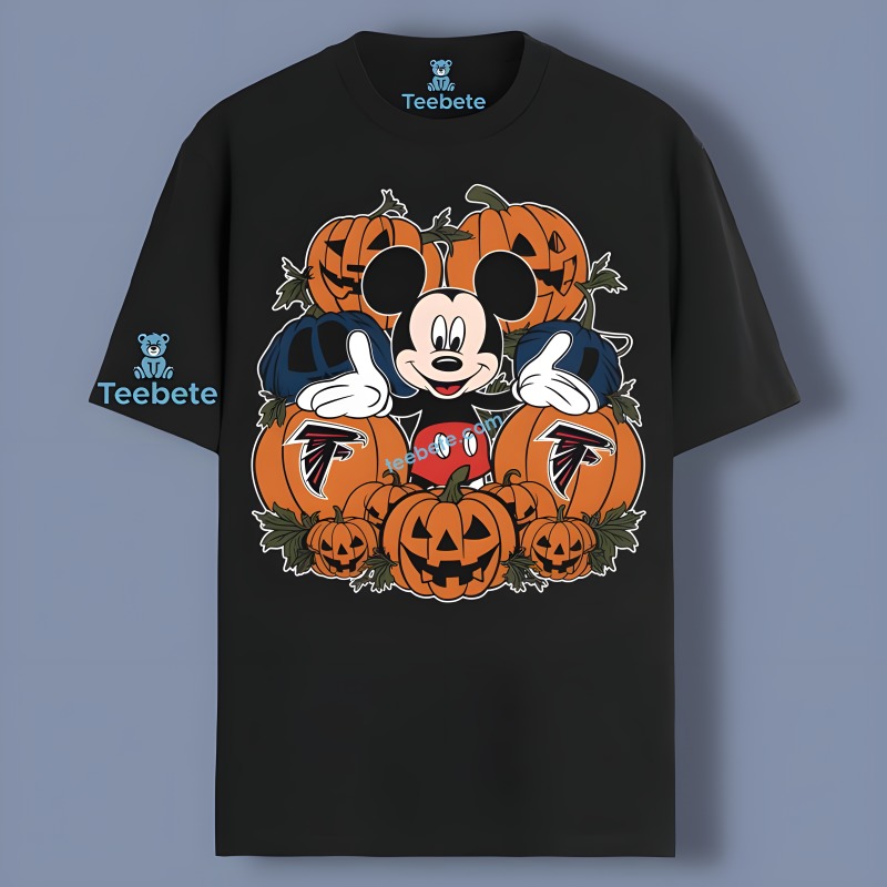 Halloween Pumpkin Fun With Mickey Mouse And Falcons Shirt