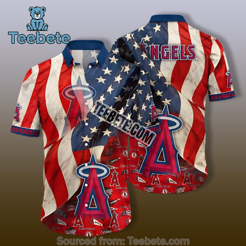 Happy 4Th Of July Red Blue Los Angeles Angels Hawaiian Shirt Plus Size