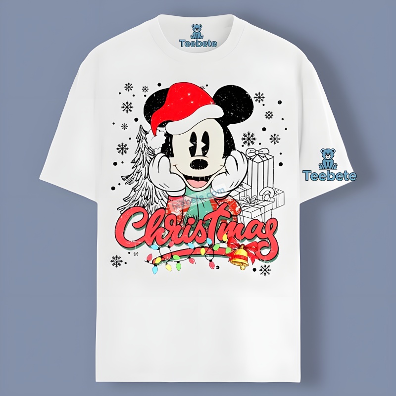 Happy Christmas Mickey Mouse Happy Face Shirt Design