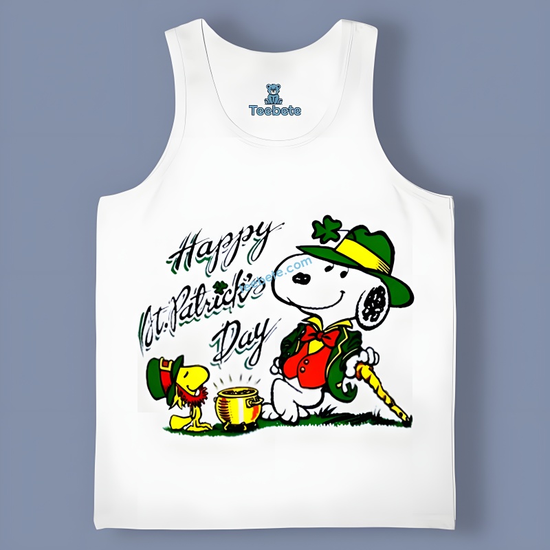 Happy St Patricks Day Snoopy And Woodstock Pot Of Gold Tanktop Design Happy St Patricks Day Snoopy And Woodstock Pot Of Gold Tanktop Design