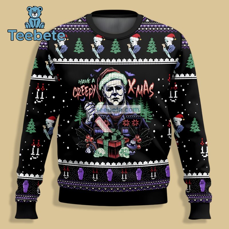 Michael Myers Have A Creepy Xmas Ugly Sweater Black Party