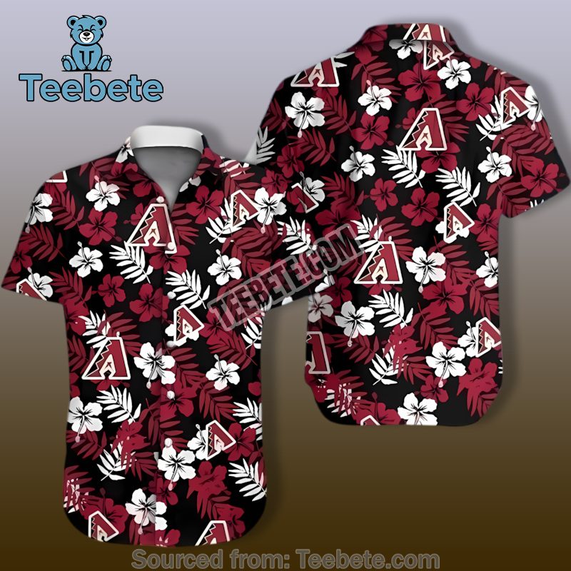 Hibiscus Palm Leaves Red Unique Arizona Diamondbacks Hawaiian Shirts