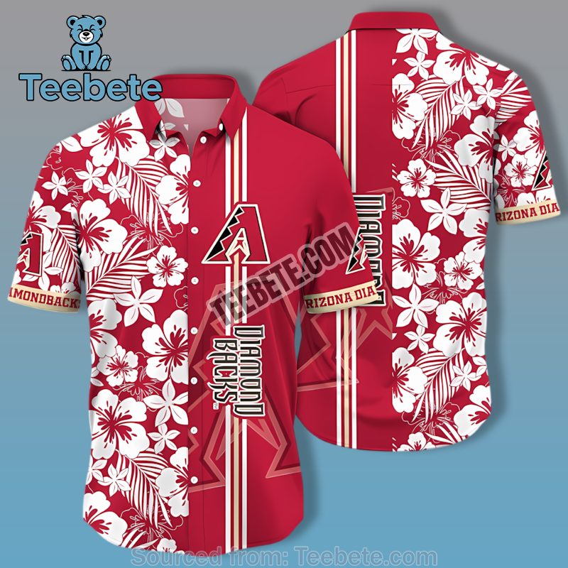 Hibiscus Red White Arizona Diamondbacks Hawaiian Button Down