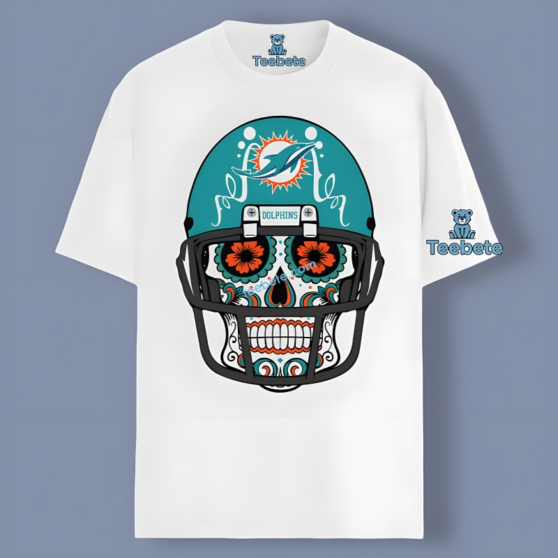 Horror Miami Dolphins Skull Floral Shirt Meme