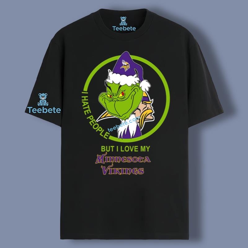 I Hate People But I Love My Minnesota Vikings Christmas Grinch T Shirt