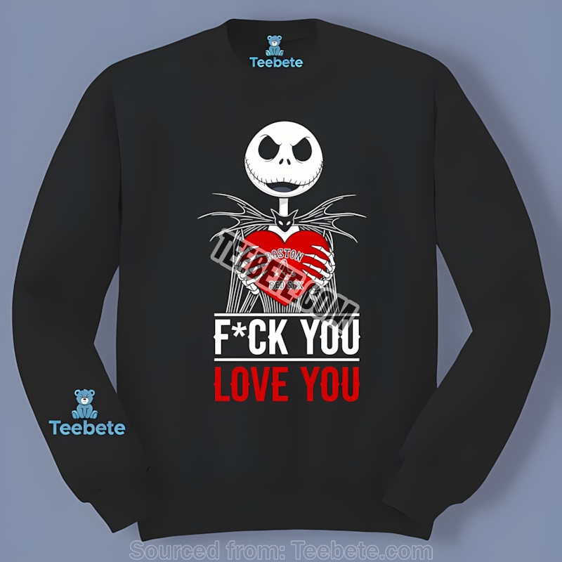 Jack Skellington Boston Red Sox Heart Trendy Long Sleeve Jack Skellington Boston Red Sox Heart Trendy Long Sleeve