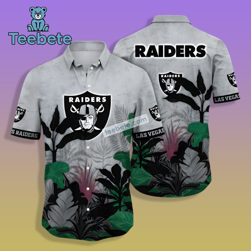 Las Vegas Raiders Tropical Left Grey Tropical Shirts For Men
