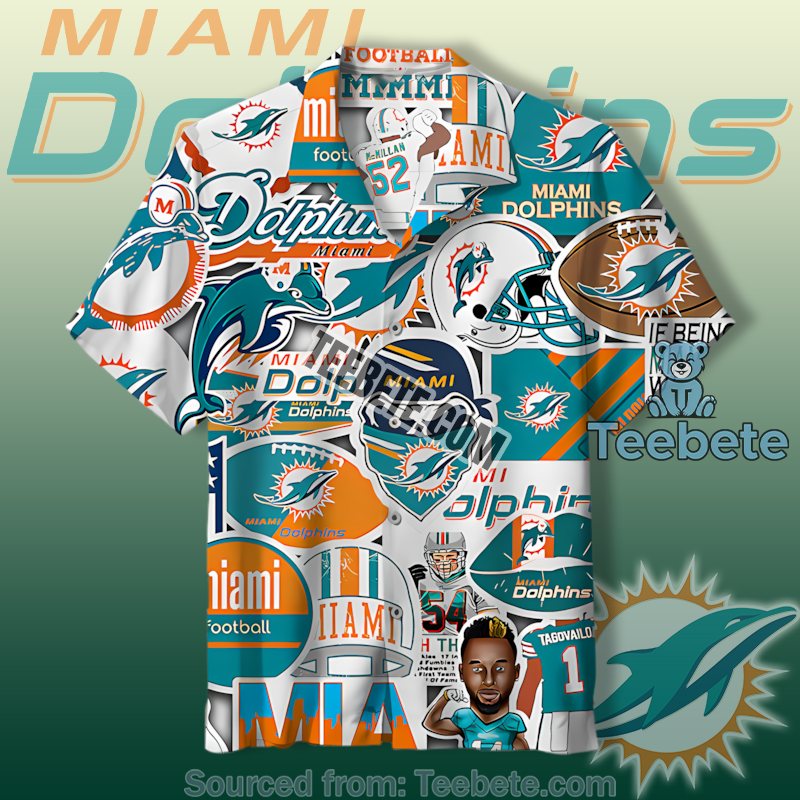 Miami Dolphins Colorful Player Helmet Football Icons Royal Hawaiian Shirts