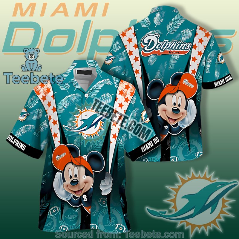 Miami Dolphins Mickey Vs Us Flag Blue Nice Hawaiian Shirts