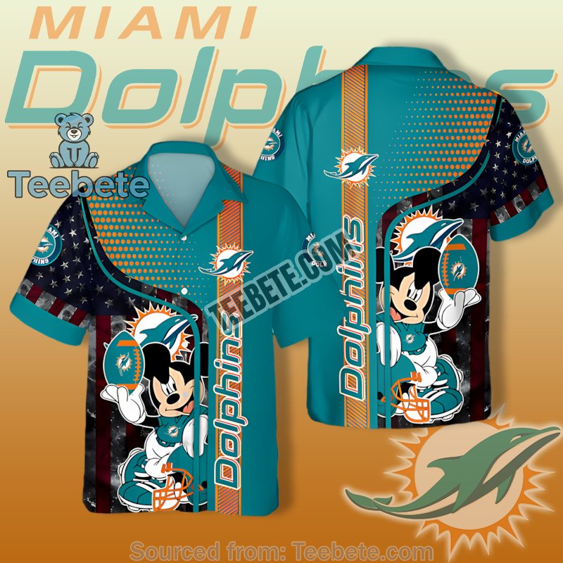 Miami Dolphins Mickey Vs Us Flag Blue Nice Hawaiian Shirts