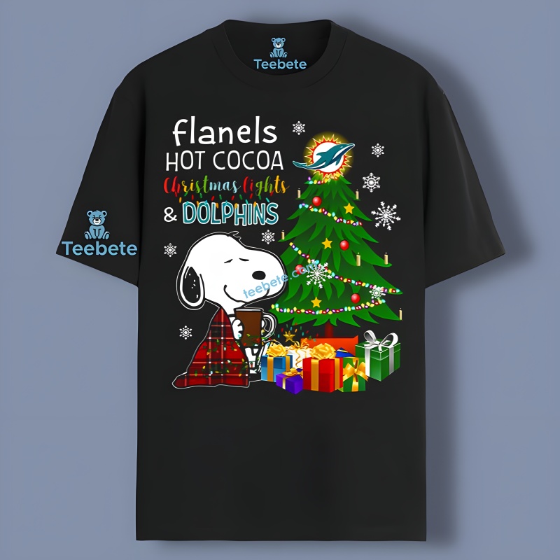 Miami Dolphins Snoopy Flanels Hot Cocoa Christmas Tree Shirt